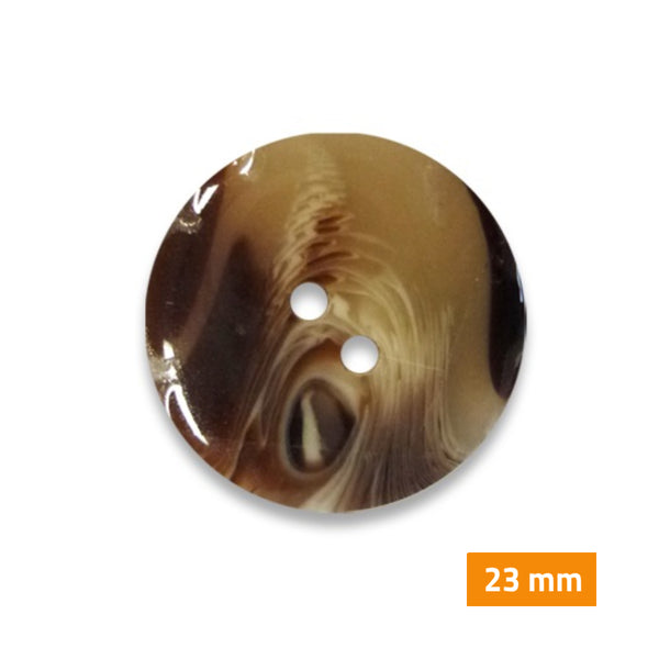 Boutons marbrés 2 trous 23mm - fauve translucide (prix à la pièce)