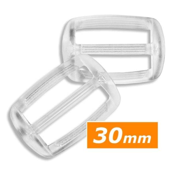 Boucles antiglisse pour sangles / sac banane - 30mm - transparent  (prix à la pièce)