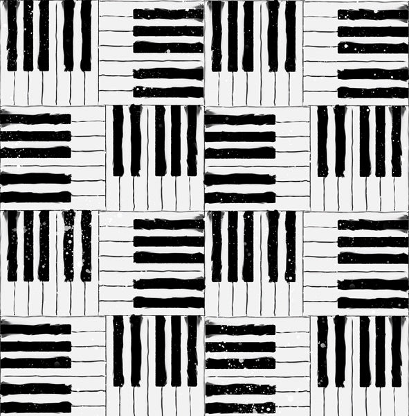 Popeline 1,2,3 piano sur fond blanc (prix pour 10cm)