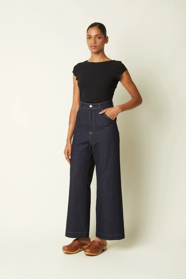Patron pochette le jeans wide leg Atelier Brunette (34 au 50) Fr et Angl