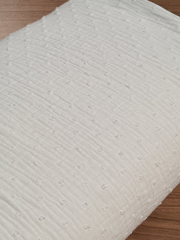 Coupon de 53cm de Double gaze - Plumetis blanc (prix pour le coupon)