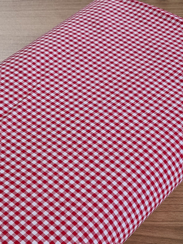 Popeline 100% coton mini vichy rouge amour certifiée oeko-tex (prix pour 10cm)