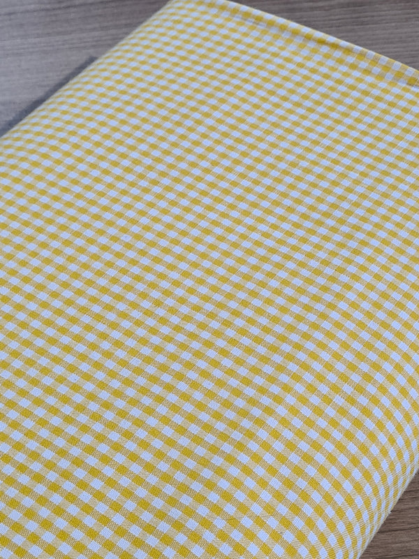 Popeline 100% coton mini vichy jaune soleil certifiée oeko-tex (prix pour 10cm)