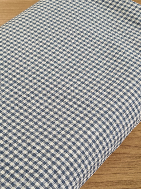 Popeline 100% coton mini vichy bleu jeans certifiée oeko-tex (prix pour 10cm)