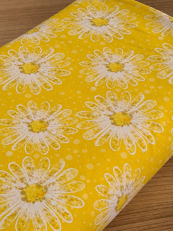 Jersey "Marguerites jaunes" - certifié Oeko-tex (prix pour 10cm)