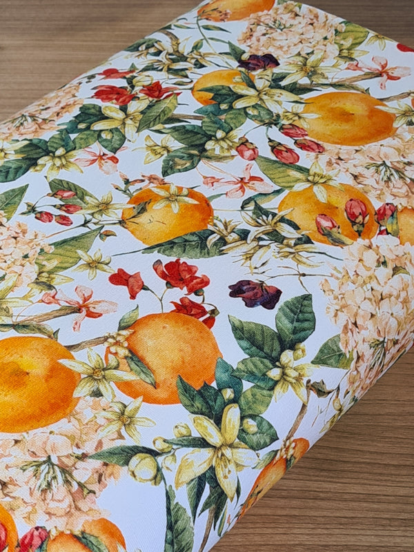 Jersey "Fleurs d'orangers sur fond blanc" - certifié Oeko-tex (prix pour 10cm)
