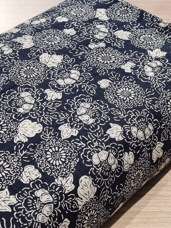 Tissu 100% coton kiku indigo (prix pour 10cm)