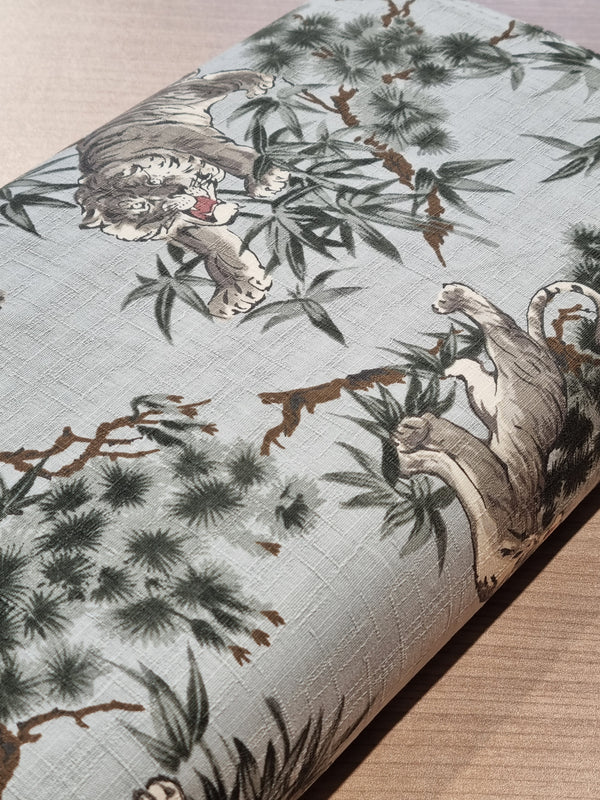 Coupon 1m de Tora - tigres sur fond gris de marque Kokka