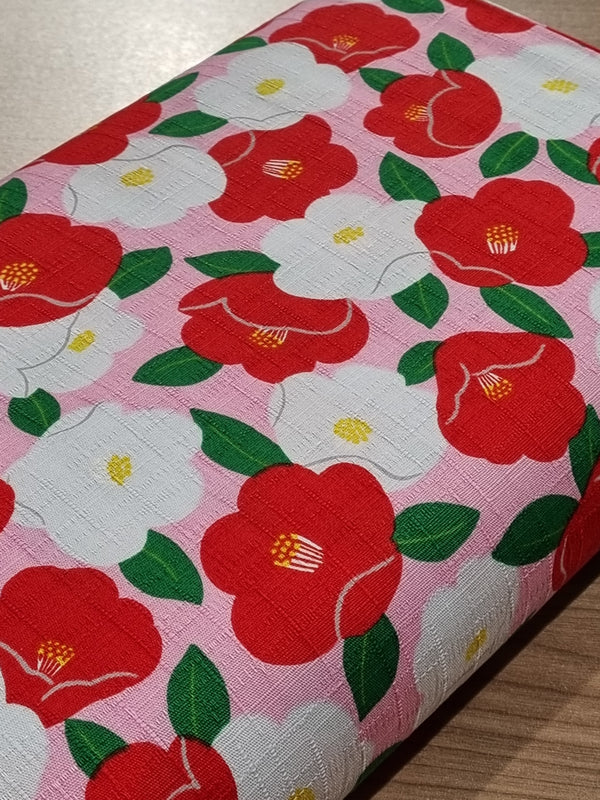 Tsubaki (camélias) sur fond rose (prix pour 10cm)