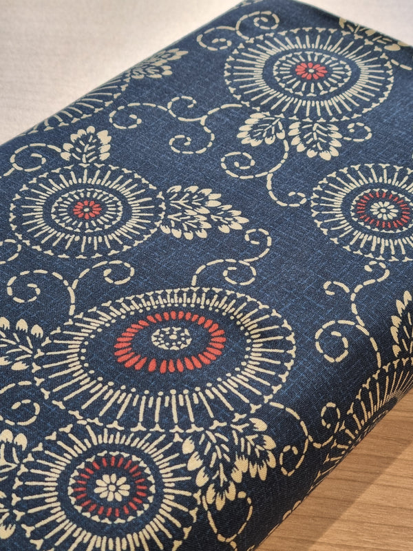 Tissu japonais 100% coton Kasa indigo  (prix pour 10cm)