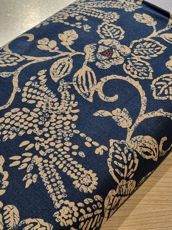 Tissu japonais 100% coton Bara indigo  (prix pour 10cm)