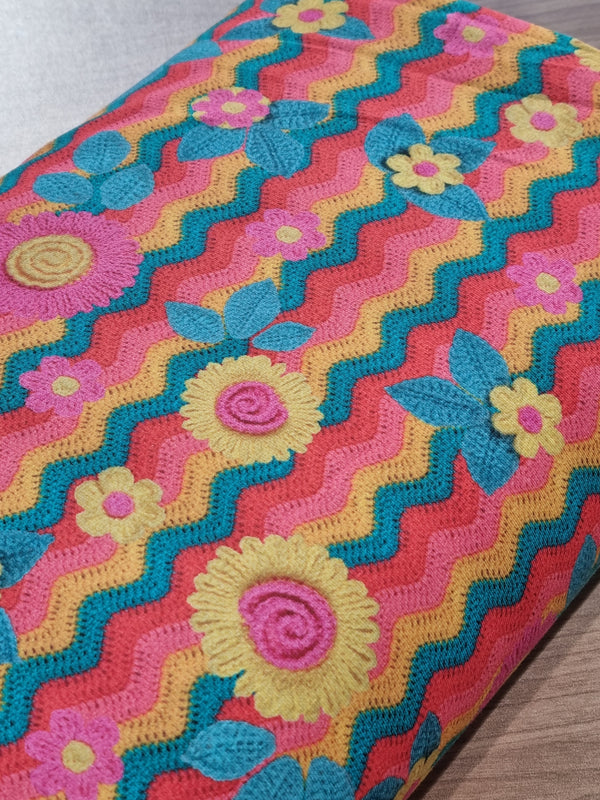 Coupon de 1,9m de French terry brossé/ sweat - "impression crochet" - certifié oeko-tex