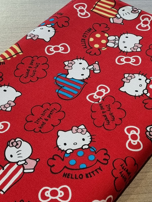 Coupon de 1m de Canvas Hello Kitty - fond rouge - Licence Sanryo