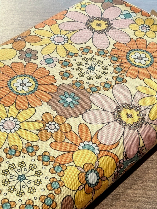 Coupon de 40cm de Oxford japonais "Fleurs vintage" jaune