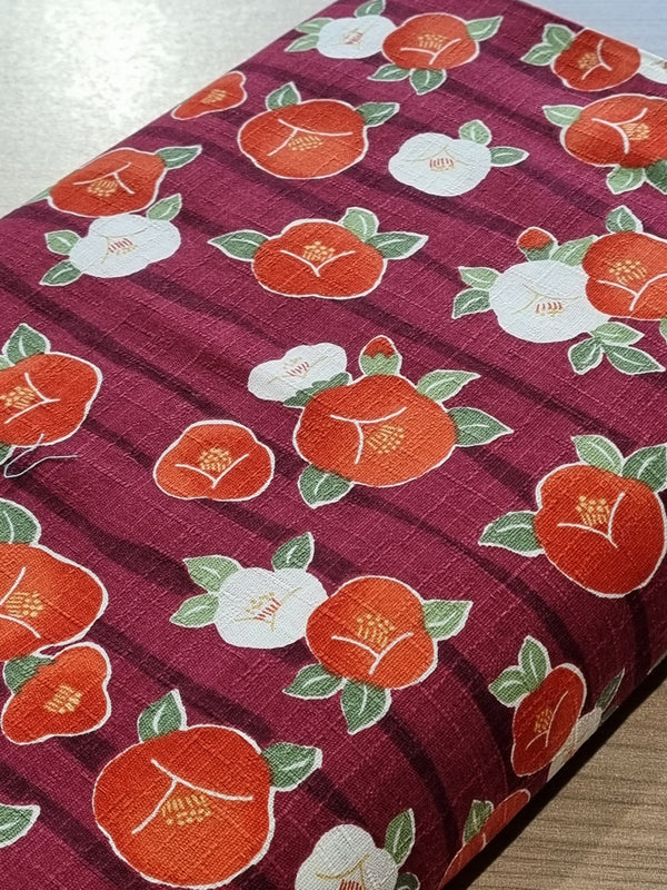 Tissus 100% coton "tsubaki fond rayé rouge foncé" (prix pour 10cm)