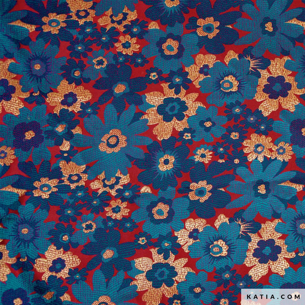 Brocart fleurs fond rouge (prix pour le panneau)