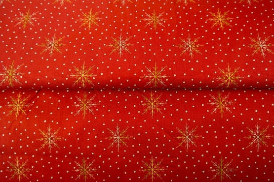 Popeline "Flocon rouge" certifié oeko-tex - 100% coton (prix pour 10cm)