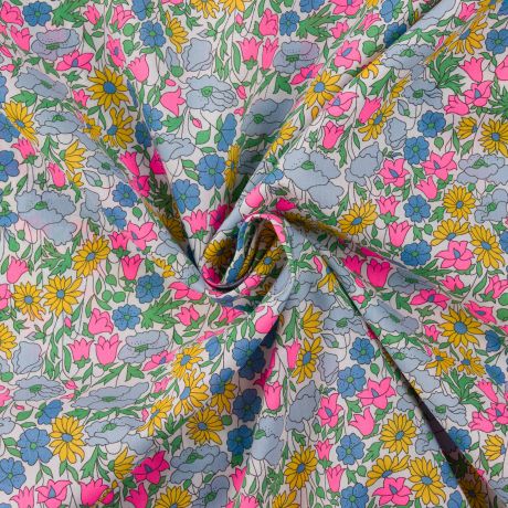 Liberty Fabrics - Tana Lawn - motif : Poppy daisy tons fluo (prix pour 10cm)