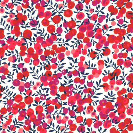 Liberty Fabrics - Tana Lawn - motif : wiltshire tons rouge et rose (prix pour 10cm)