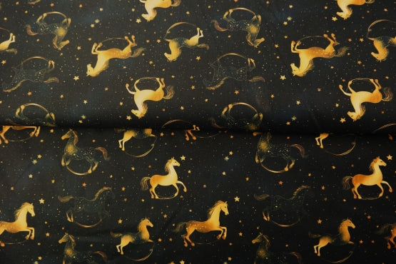 Popeline "Cheval à bascule noir" certifié oeko-tex - 100% coton (prix pour 10cm)