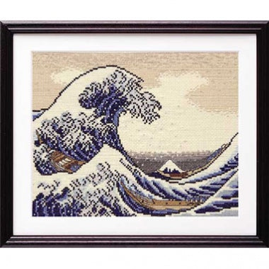 Kit à broder point de croix - La grande vague de Kanagawa par Hokusai - marque Olympus (prix pour le kit)