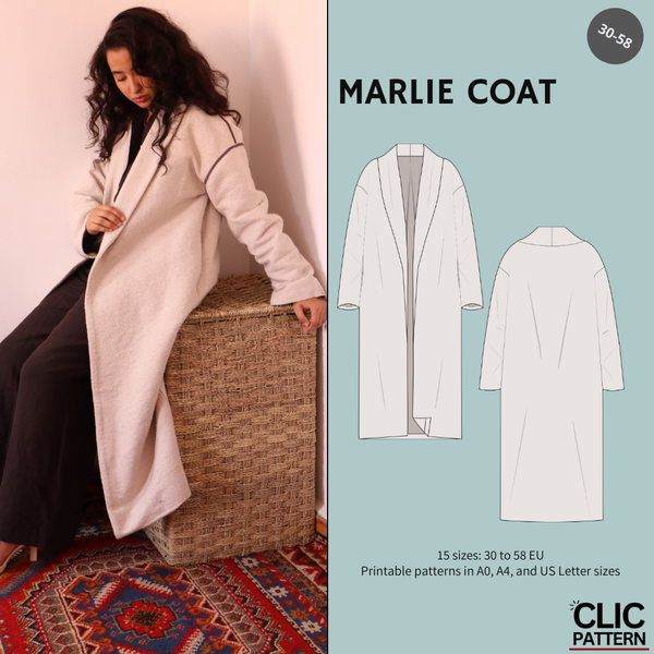 PDF - Patron digital du manteau Marlie de Clic Pattern du 30 au 58 (fr)