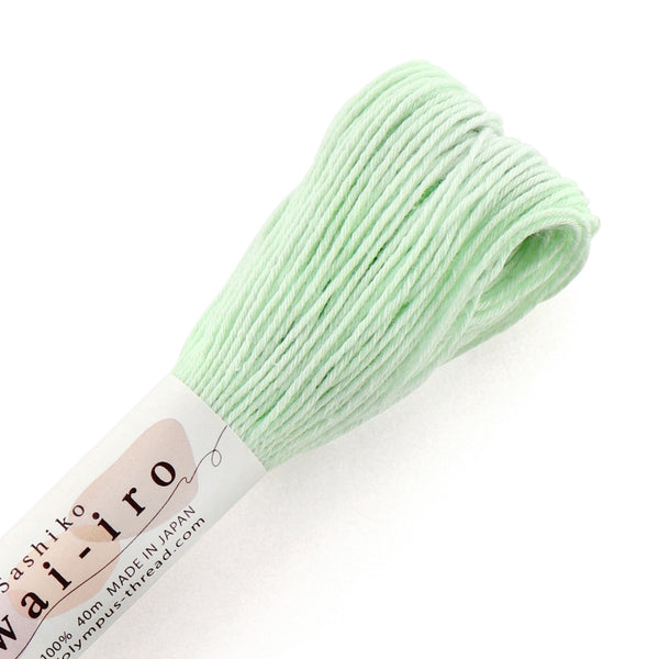 Fil sashiko awa iro / pastel Mint cream A3 de marque Olympus - 40m (prix à la pièce)