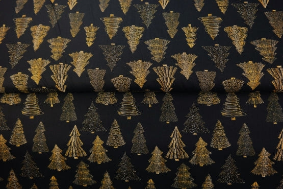 Popeline "Mon beau sapin noir" certifié oeko-tex - 100% coton (prix pour 10cm)