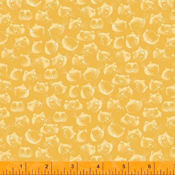 Popeline de coton "Puurfect day sur fond jaune" oeko-tex (prix pour 10cm)