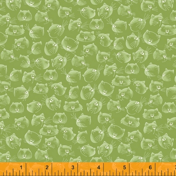 Popeline de coton "Puurfect day sur fond vert" oeko-tex (prix pour 10cm)