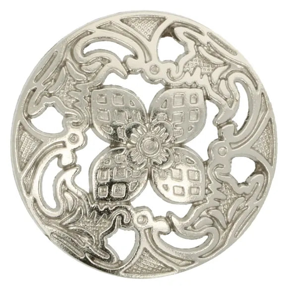 Boutons en métal argent  18mm - design italien - arabesque (prix à la pièce)