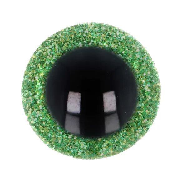 Yeux d'animaux pailletés vert Opry bicolores 8 mm (prix à la pièce)