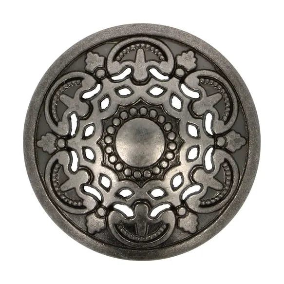 Boutons en métal argent vieilli 18mm - design italien (prix à la pièce)