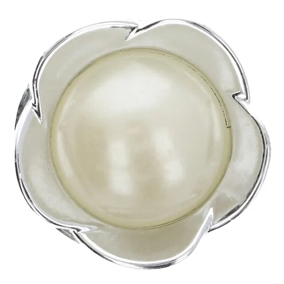 Boutons fleur perlée - argenté 18mm (prix à la pièce)