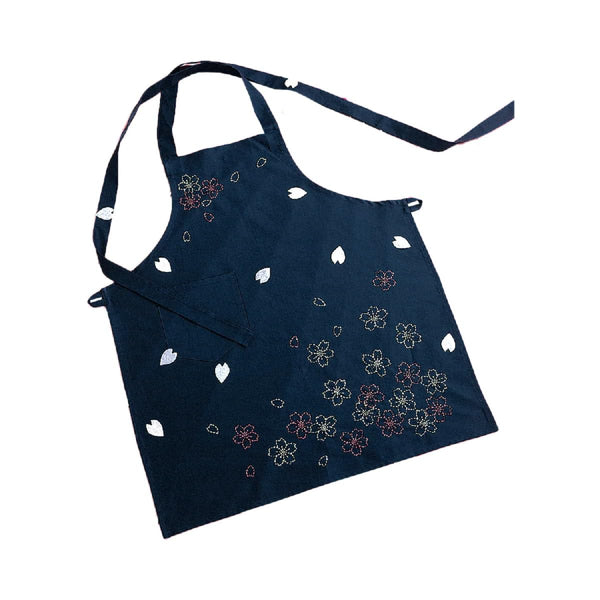 Kit sashiko : tablier japonais avec fleurs de cerisiers - couleur indigo (prix pour le kit complet)