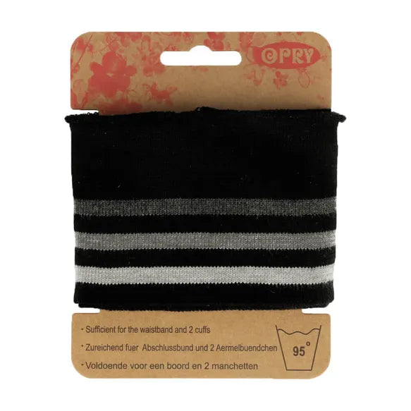 Bord cote en bande ligné - noir/variation de gris 01 ( prix à la pièce 110cm X 6,5cm)
