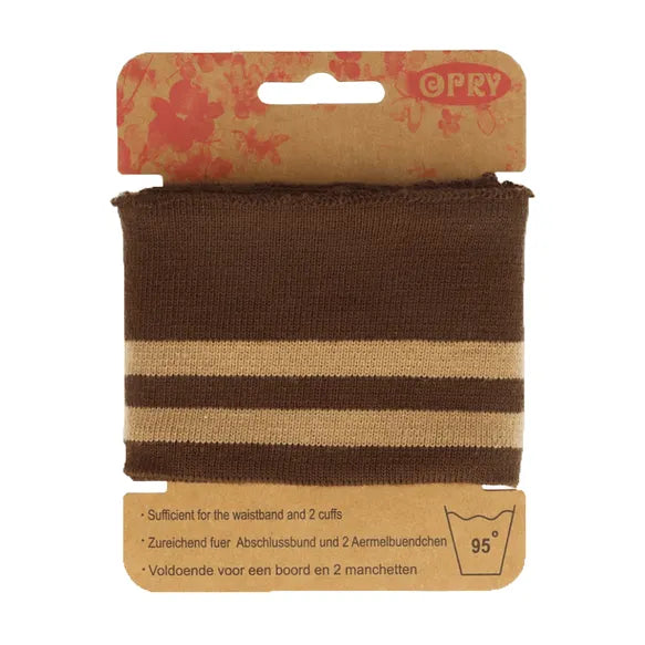 Bord cote en bande ligné - chocolat/caramel - 06 ( prix à la pièce 110cm X 6,5cm)