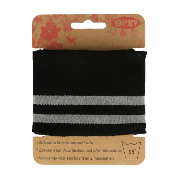Bord cote en bande ligné - noir/gris 09 ( prix à la pièce 110cm X 6,5cm)