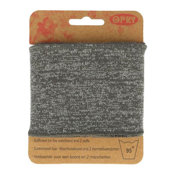Bord cote lurex en bande - gris foncé 15 ( prix à la pièce 110cm X 6,5cm)