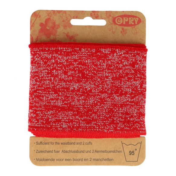 Bord cote lurex en bande - rouge 17 ( prix à la pièce 110cm X 6,5cm)