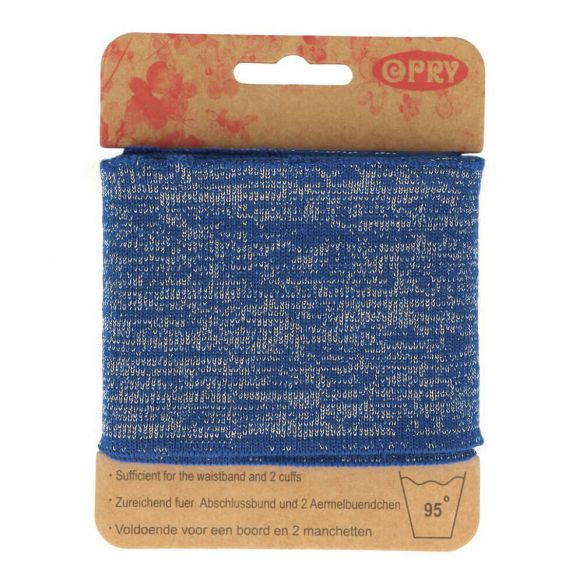 Bord cote lurex en bande - bleu 22 ( prix à la pièce 110cm X 6,5cm)