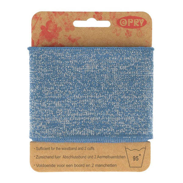 Bord cote lurex en bande - bleu jeans 23 ( prix à la pièce 110cm X 6,5cm)