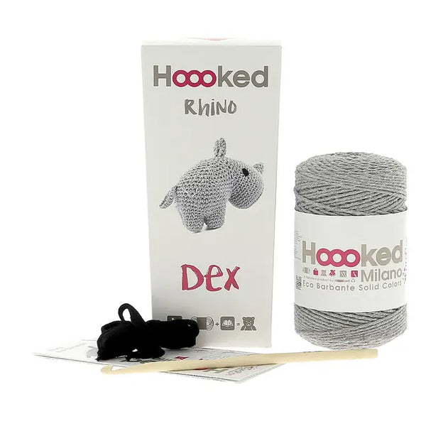 Kit Amigurumi Dex le rhino gris - marque Hoooked (prix pour le set)