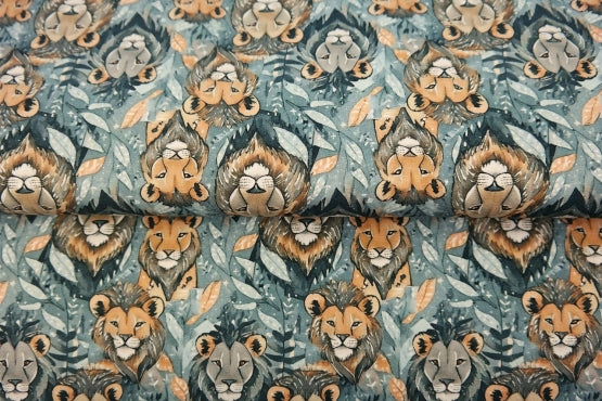 Popeline "Lions" oeko-tex (prix pour 10cm)