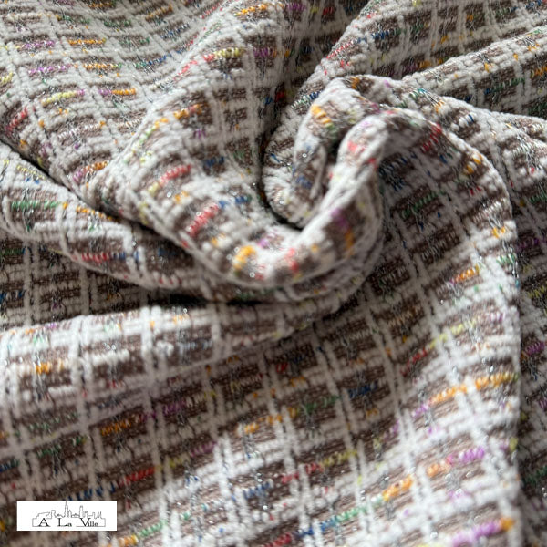 Superbe tricot jacquard - style chanel sable (prix pour 10cm)