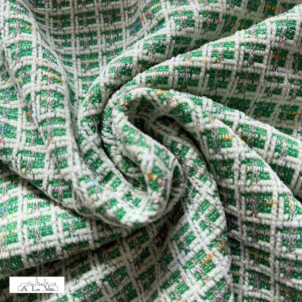 Superbe tricot jacquard - style chanel vert (prix pour 10cm)
