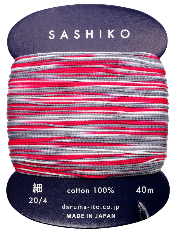 Fil sashiko de marque Daruma - Gris/fuchsia - 403 - 40m (prix à la pièce)