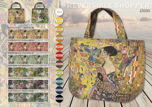 Panneau de sac en canvas prêt à coudre - La dame à l'éventail de Klimt  (prix pour le panneau)