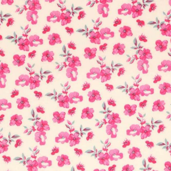 Coupon de 3m de tissus mini fleurs tons roses fuchsia