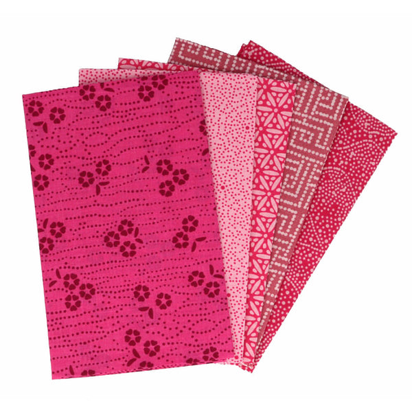Lot de 5 Fat Quarter de couleurs coordonnées - 100% coton - fuchsia et rose  (prix pour le set)